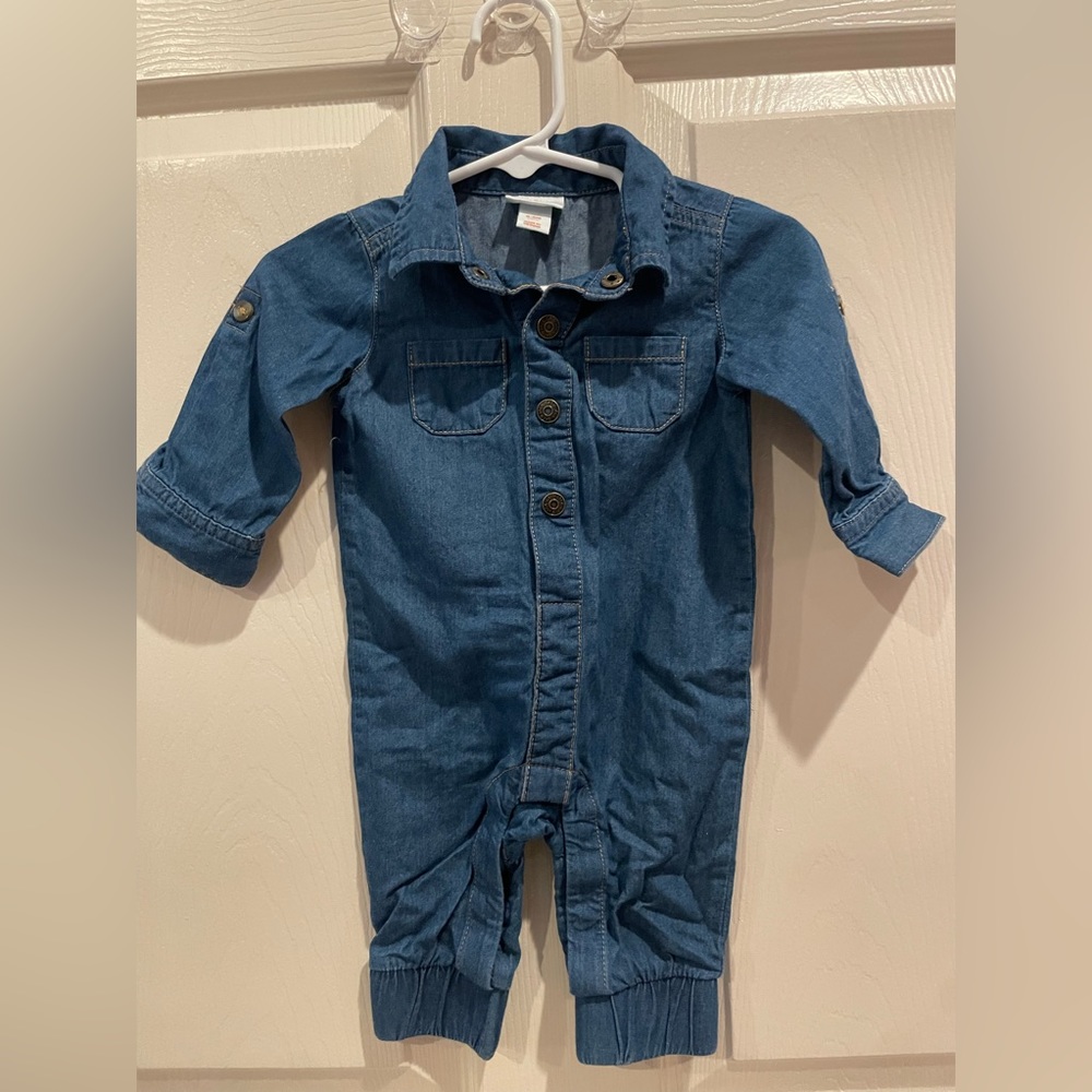 Cat & Jack Denim Coveralls 0-3 months